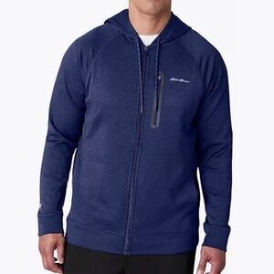 EDDIE BAUER Navy Heather Freedry Performance Fleece Full Zip Hoodie